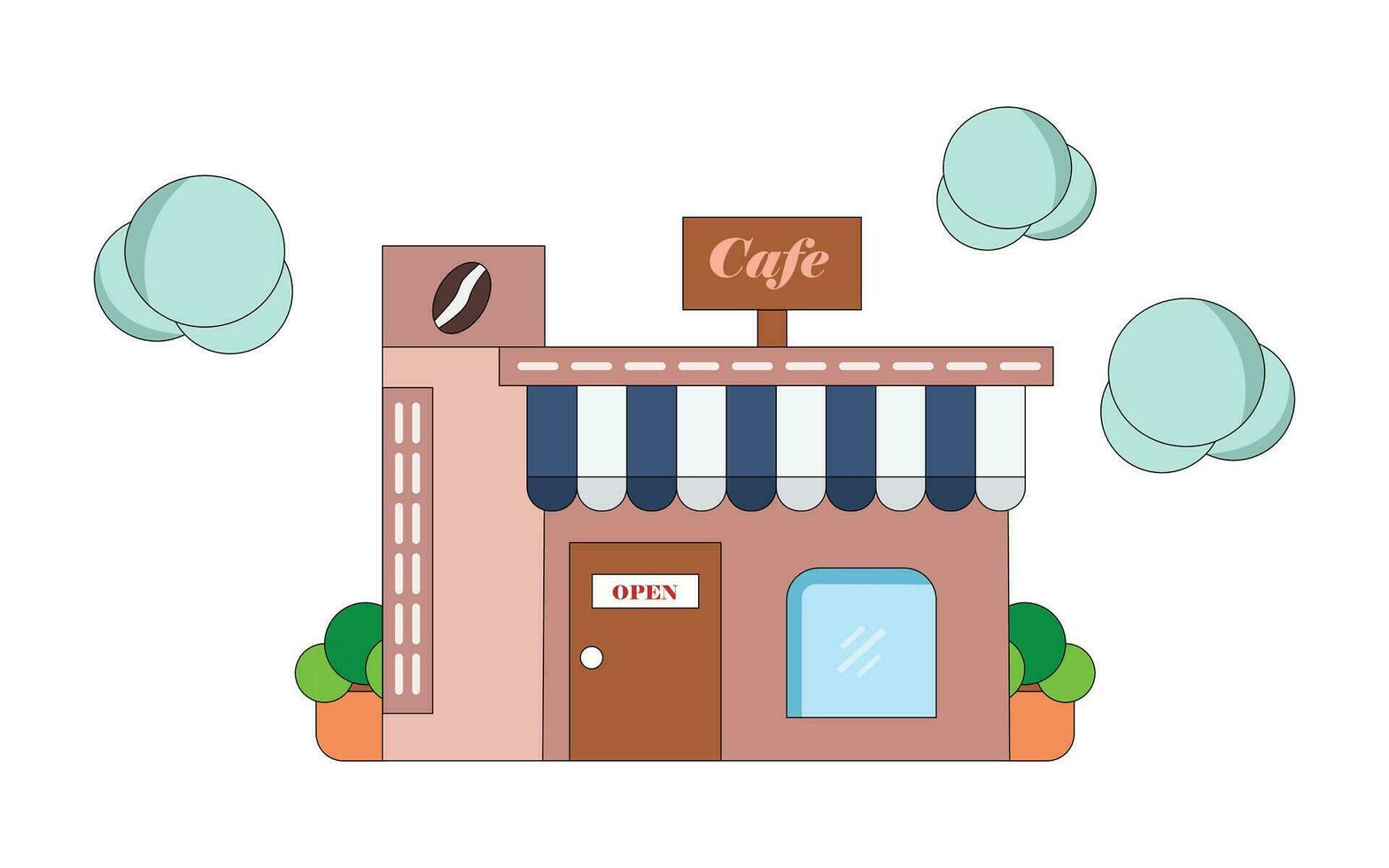 Cafe, coffee shop, flat vector illustration