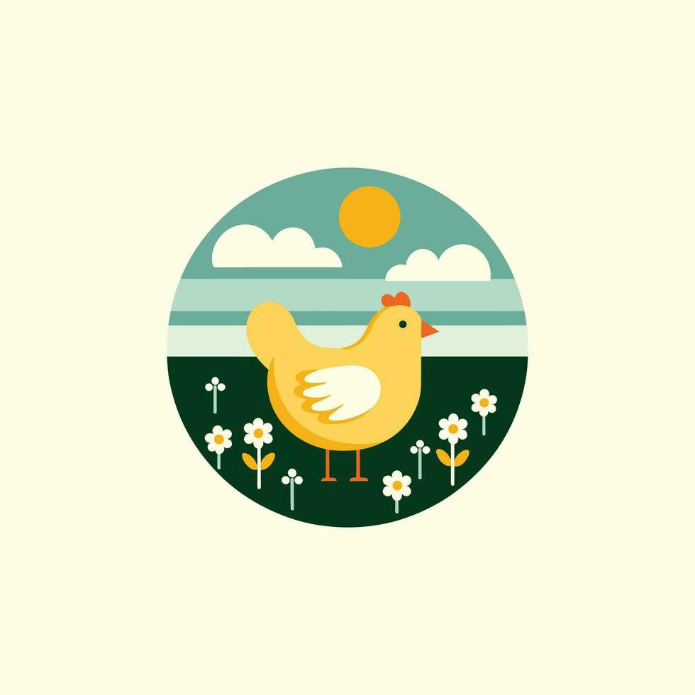 Flat chicken logo vector illustration