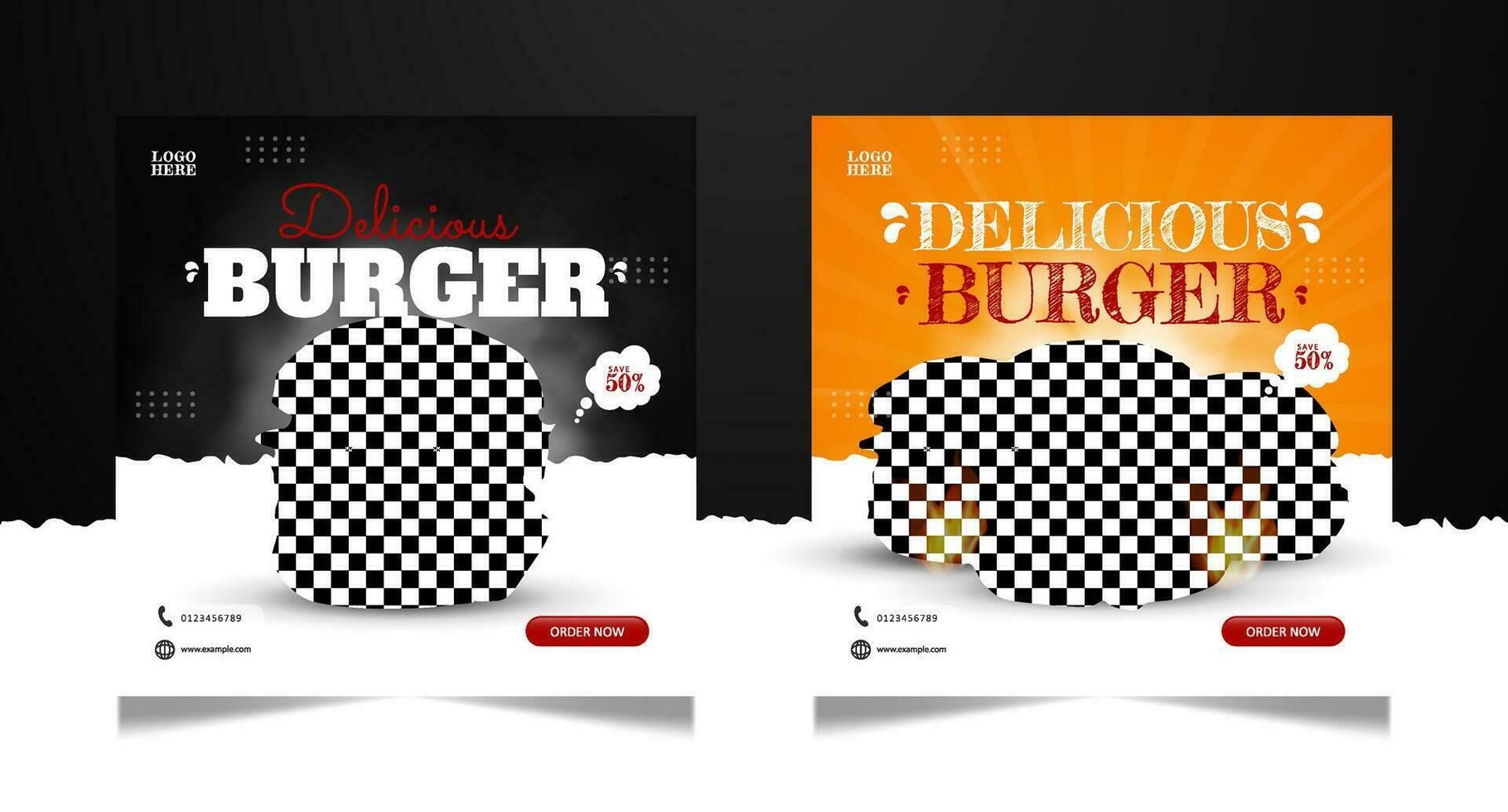 Delicious burger food menu social media post vector