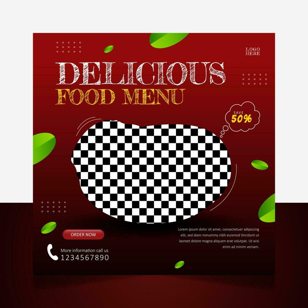 Delicious pizza food menu social media post template vector