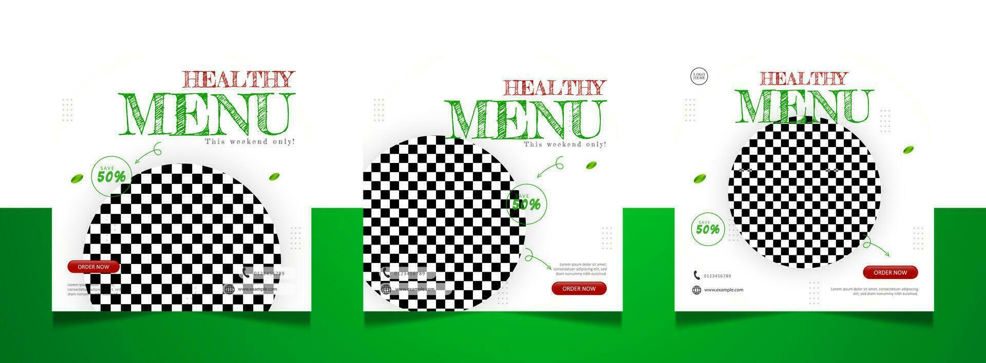 Healthy menu social media post template vector