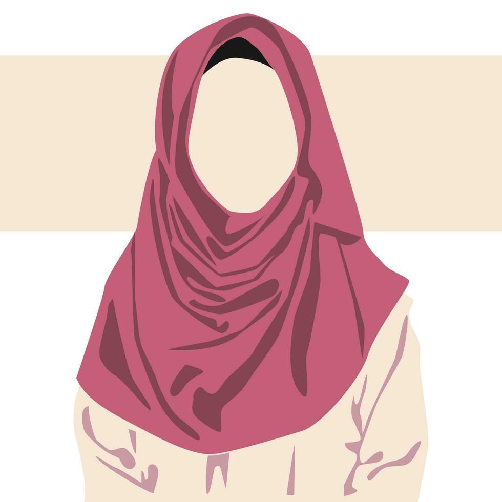 Flat illustration of Muslim woman in magenta hijab vector