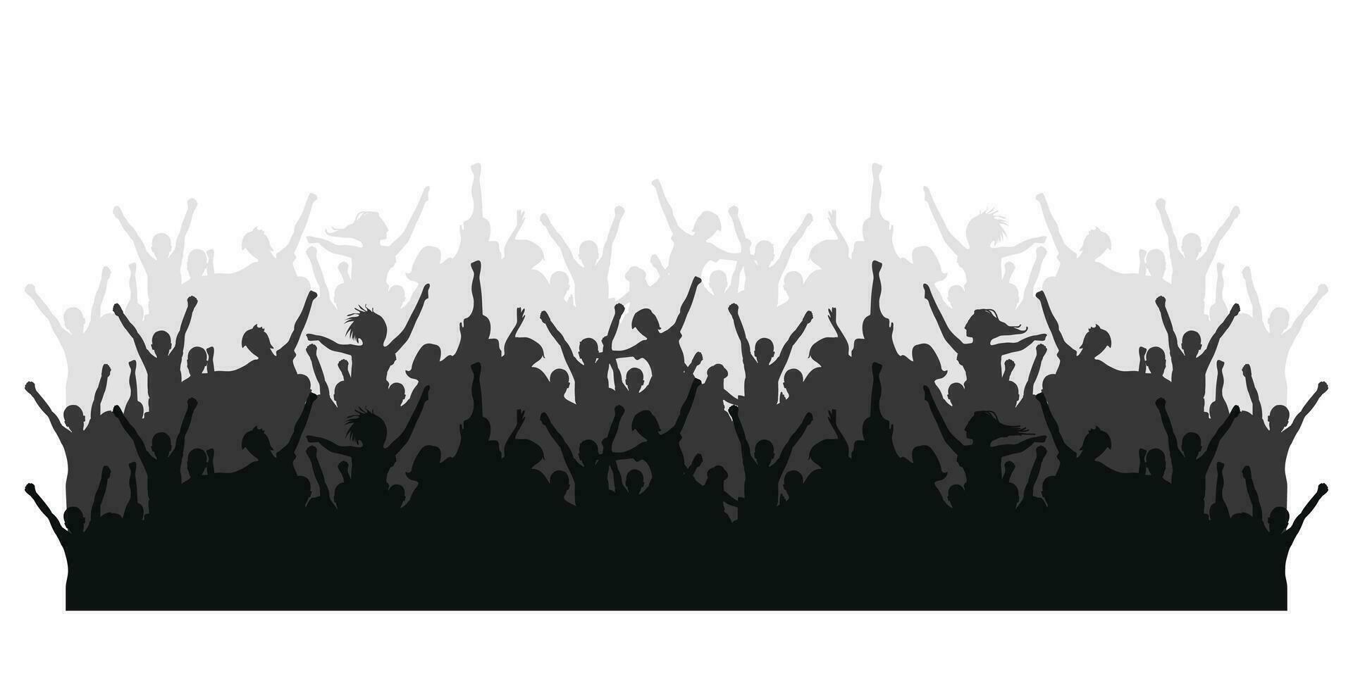 Silhouette of a cheerful crowd of people in party celebration. Vector illustration.