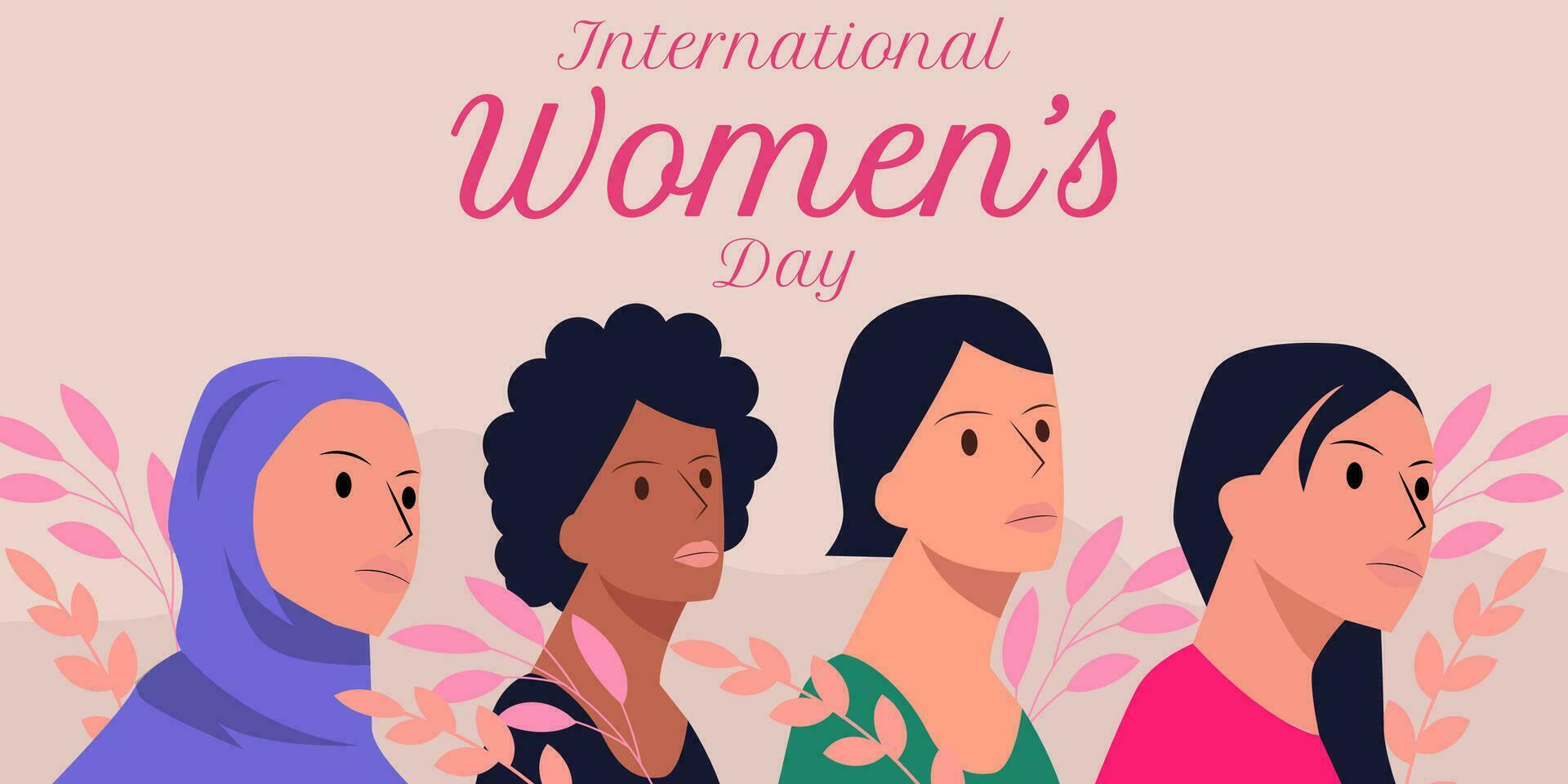International Women's Day horizontal banner illustration vector design