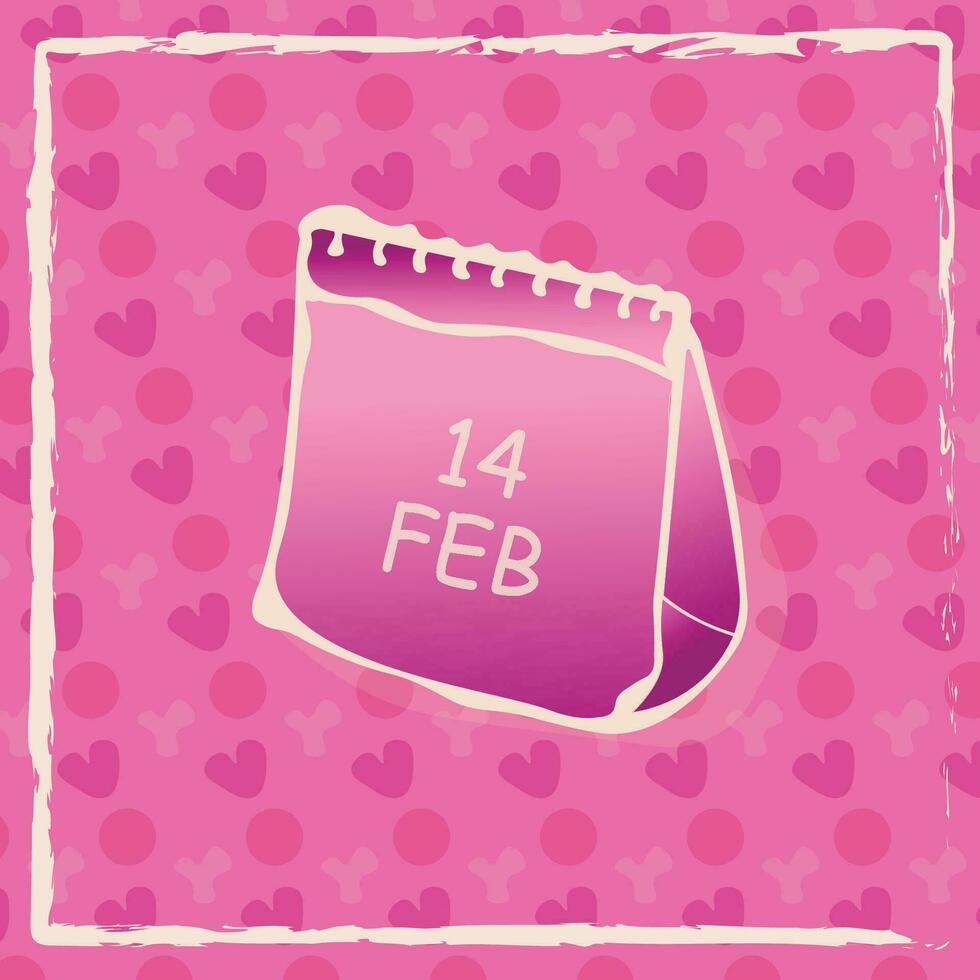 Valentine's Day Paper Calendar, Valentine's Day Icon. sweety vector