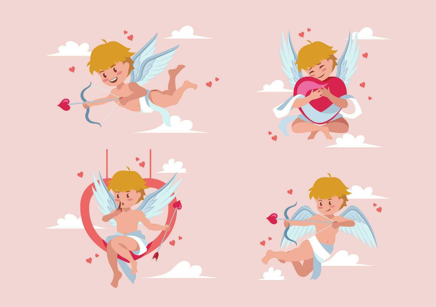 San Valentín día valores - vistoso Cupido en plano diseño vector