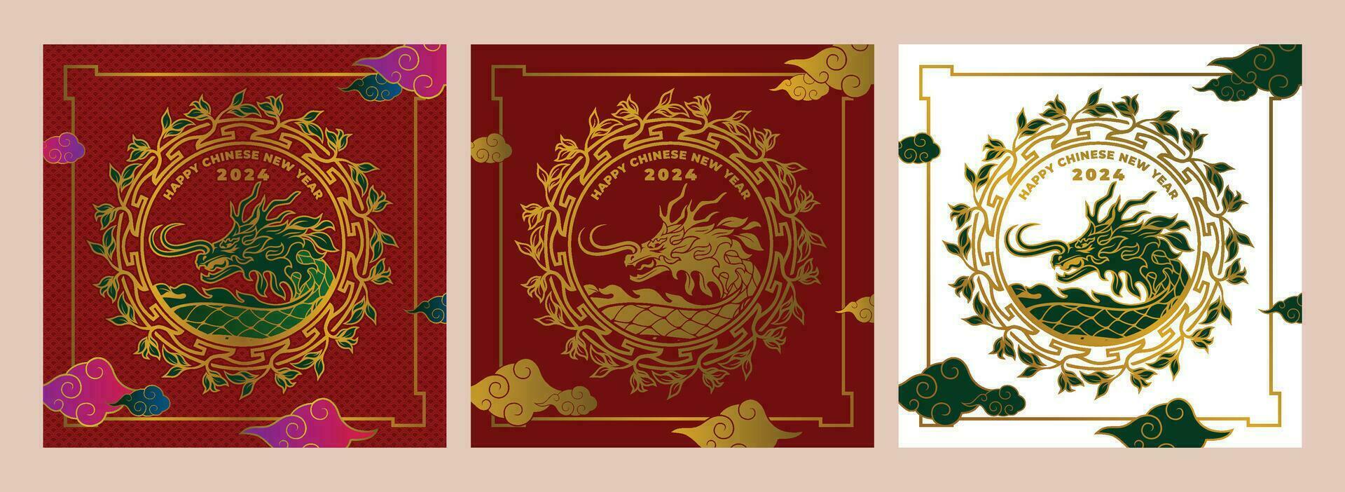 CHINESE NEW YEAR 2024 SQUARE vector