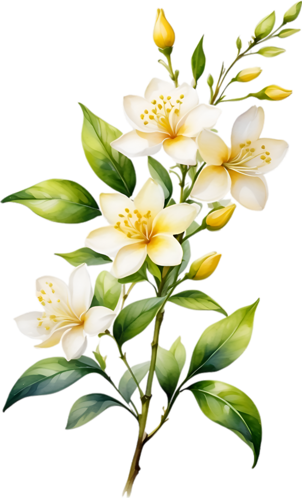AI generated Watercolor painting of Jasmine flower. Ai-Generated png