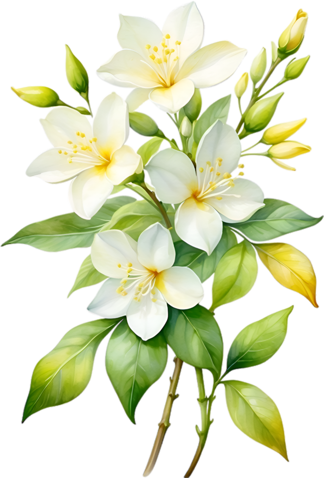 AI generated Watercolor painting of Jasmine flower. Ai-Generated png