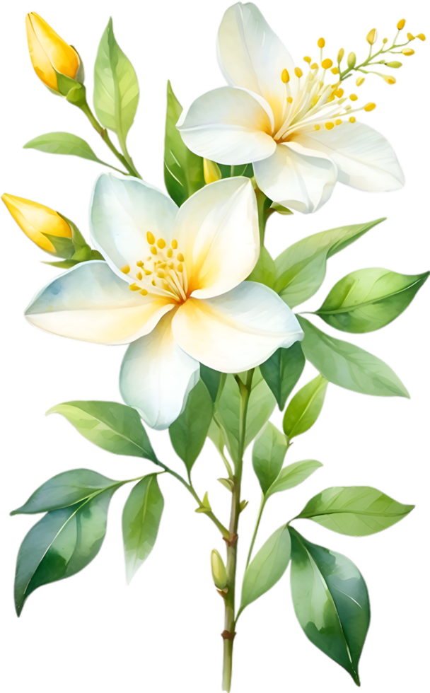 AI generated Watercolor painting of Jasmine flower. Ai-Generated png