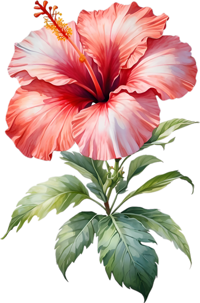 AI generated Watercolor painting of Hibiscus flower. Ai-Generated ...