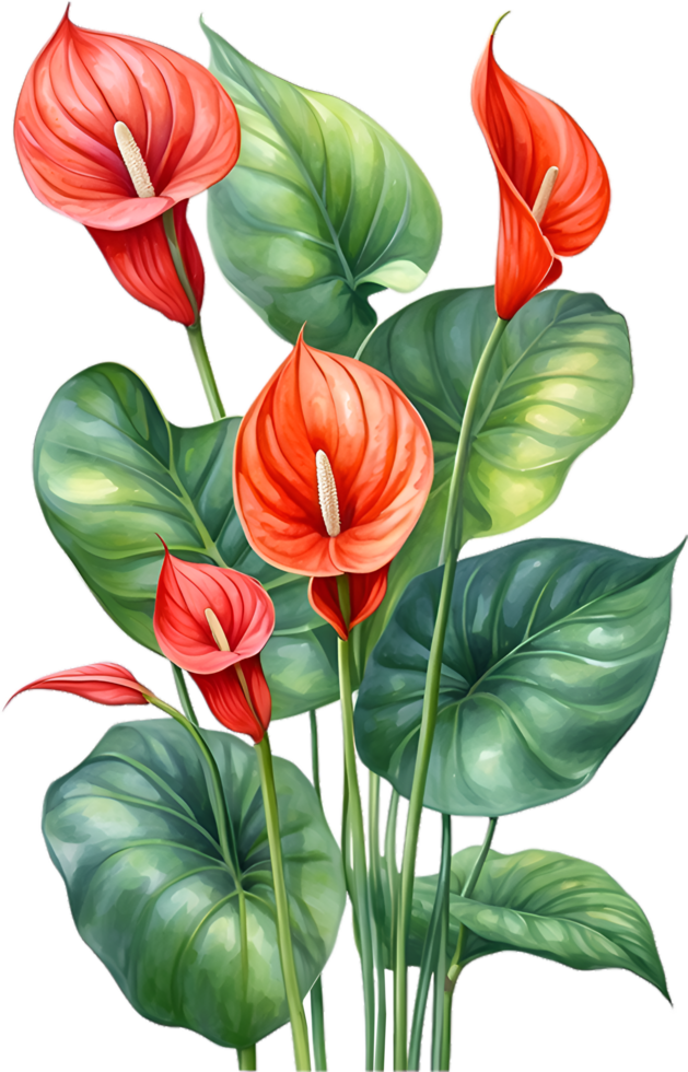 AI generated Watercolor painting of Anthurium flower. Ai-Generated png