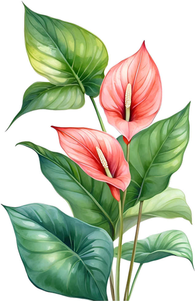AI generated Watercolor painting of Anthurium flower. Ai-Generated png