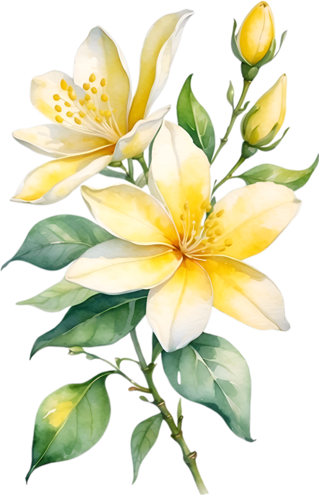 AI generated Watercolor painting of Jasmine flower. Ai-Generated png