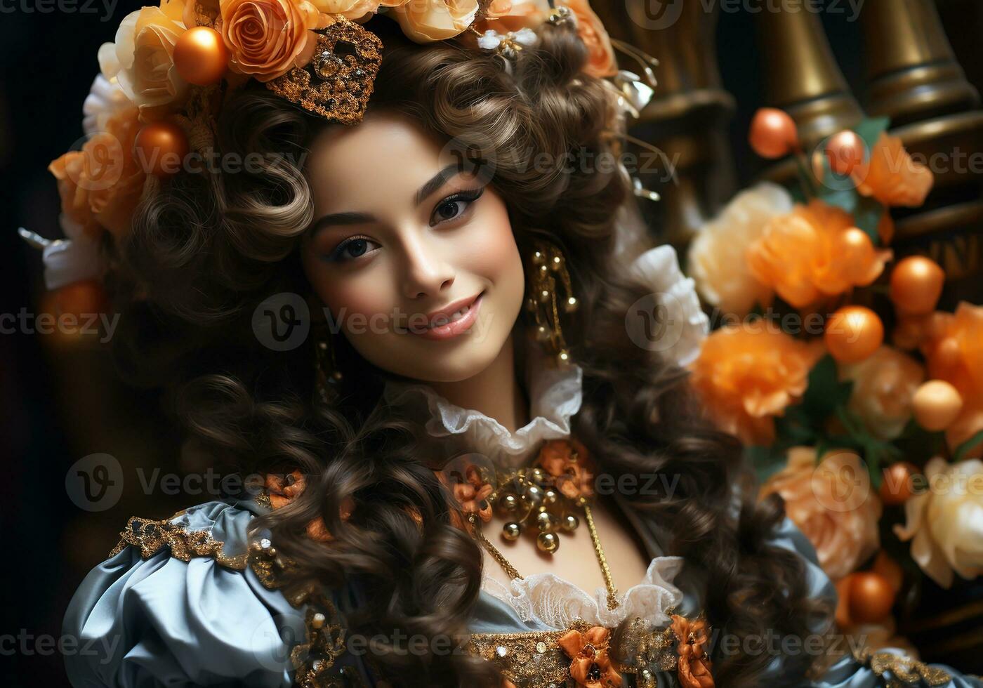 AI generated Venetian carnival mask. Tradition and glamour photo