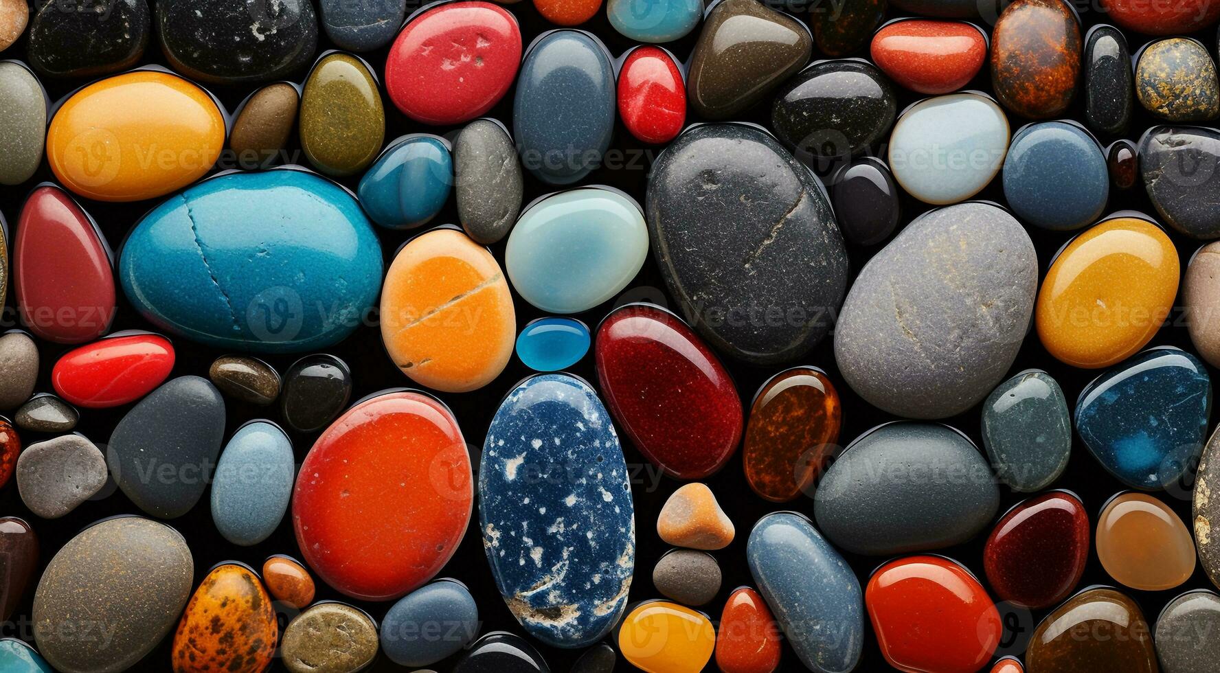 AI generated colored beach stones background, stones, colored stones photo