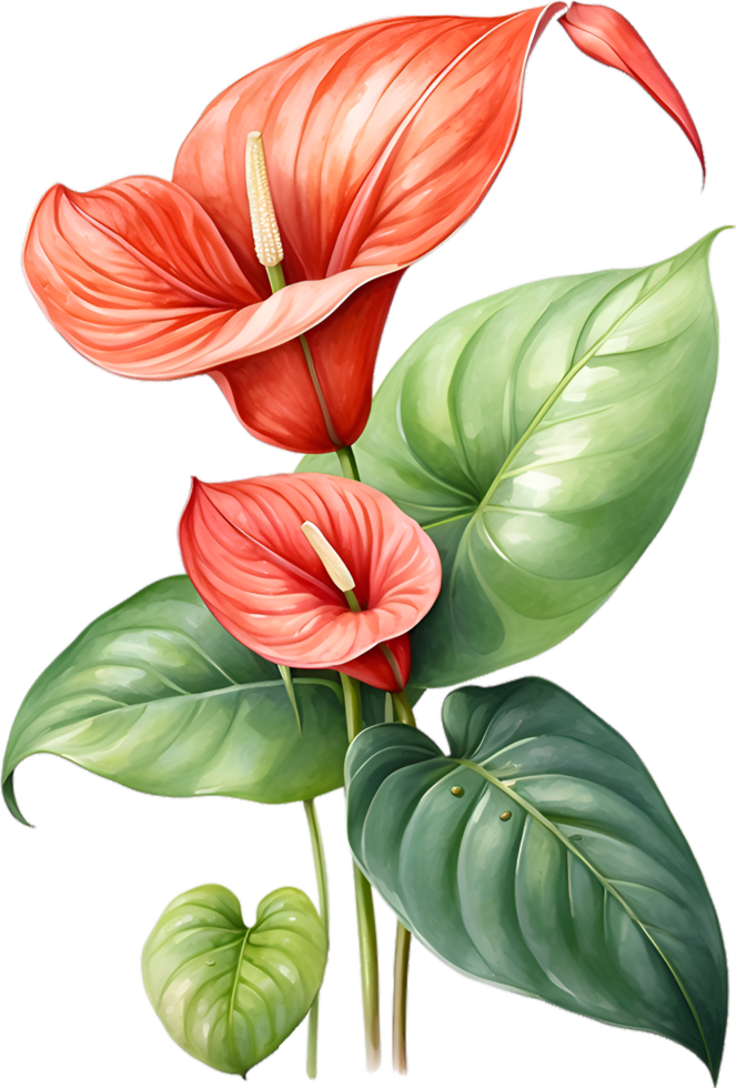 AI generated Watercolor painting of Anthurium flower. Ai-Generated png