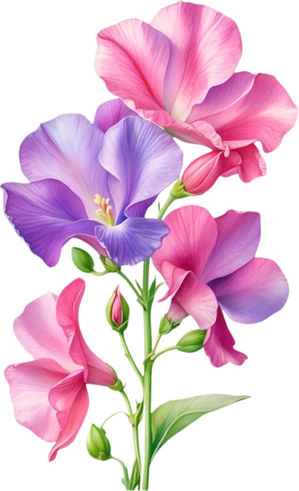 AI generated Watercolor painting of Sweet Pea Flower. Ai-Generated png