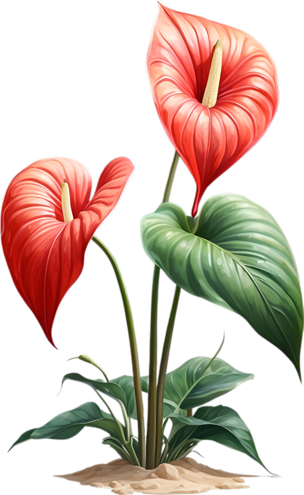 AI generated Watercolor painting of Anthurium flower. Ai-Generated png