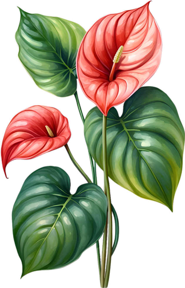 AI generated Watercolor painting of Anthurium flower. Ai-Generated png