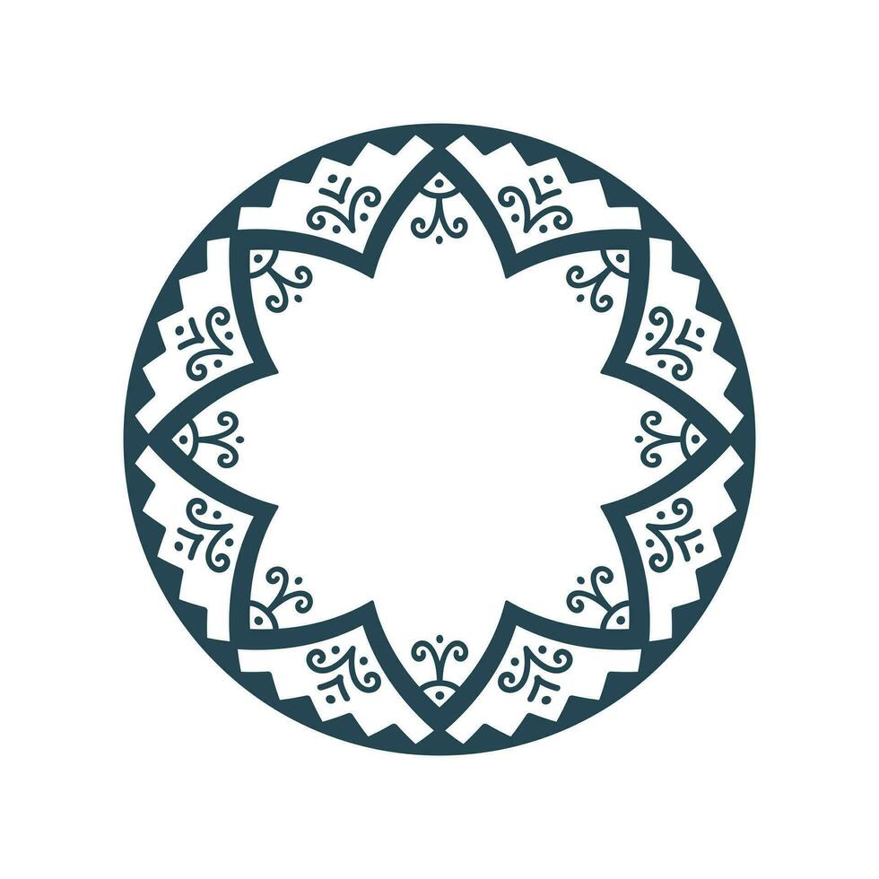 Vector oriental-style circular border. Circular tribal ornament. Black ornament isolated on white background. Wreath with ethnic symbols isolated on a white background. Oriental ornament
