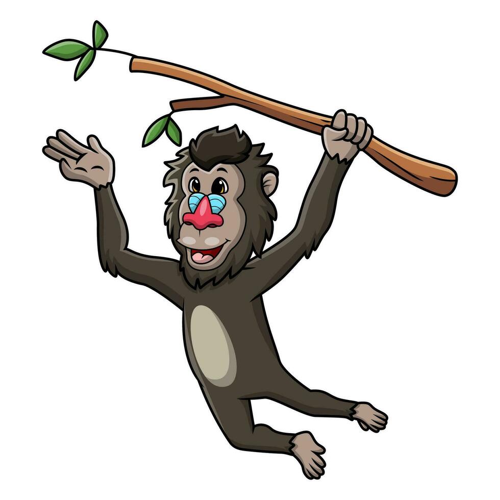 linda mandril babuino dibujos animados en blanco antecedentes vector