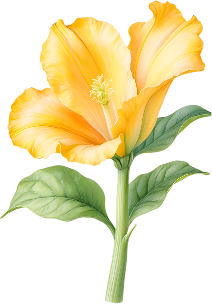 AI generated Watercolor painting of Squash flower. Ai-Generated png