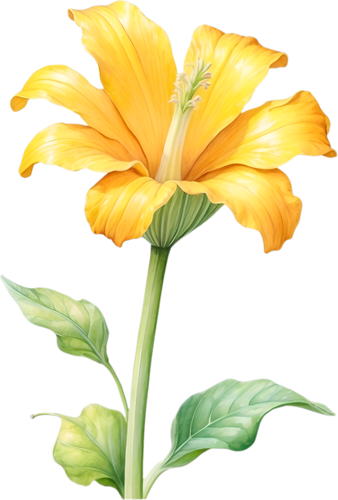 AI generated Watercolor painting of Squash flower. Ai-Generated png