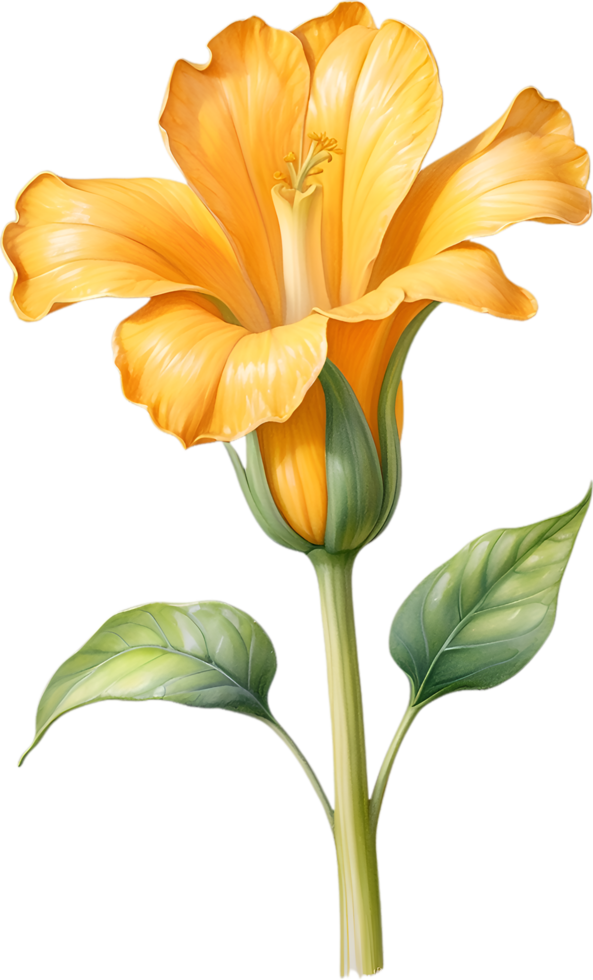 AI generated Watercolor painting of Squash flower. Ai-Generated png