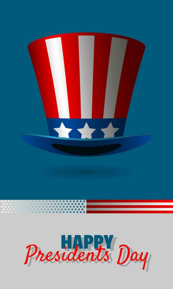 Happy Presidents Day poster with floating hat vector