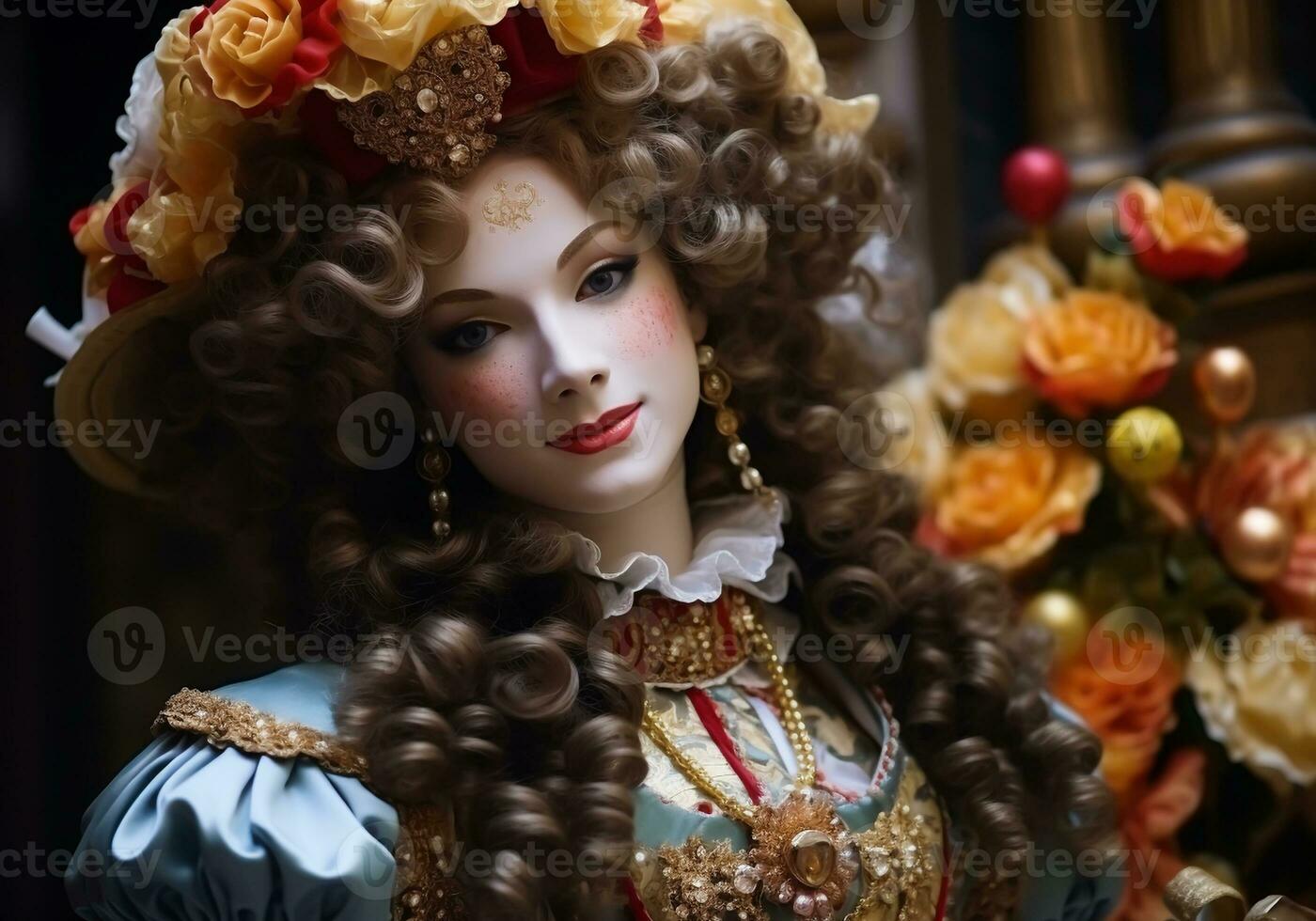 AI generated Venetian carnival mask. Tradition and glamour photo