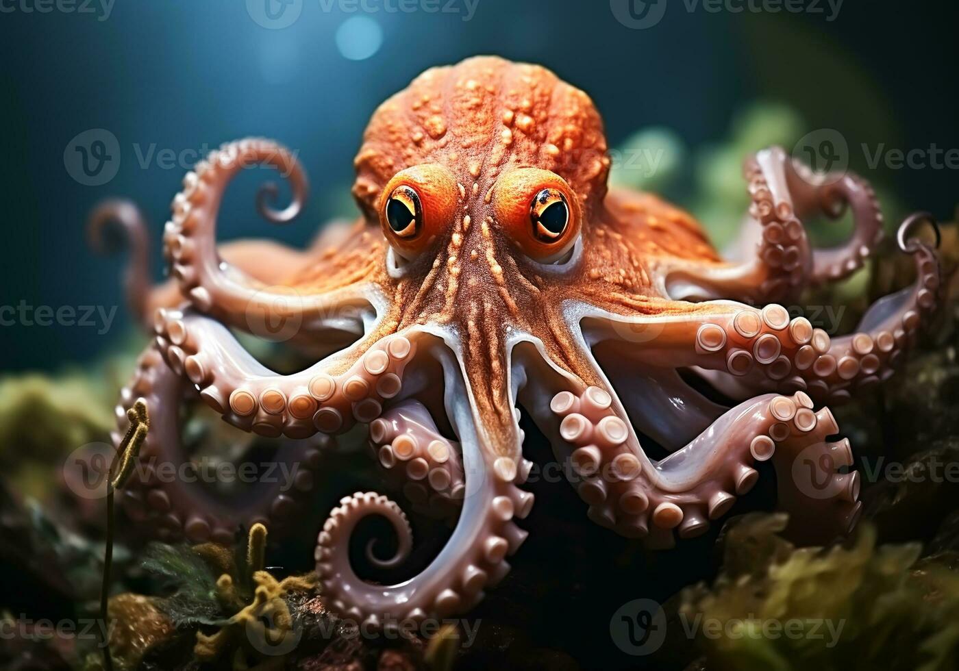 AI generated Colorful octopus in the ocean. Underwater life. photo