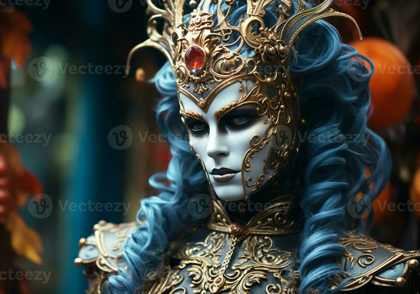 AI generated Venetian carnival mask. Tradition and glamour photo