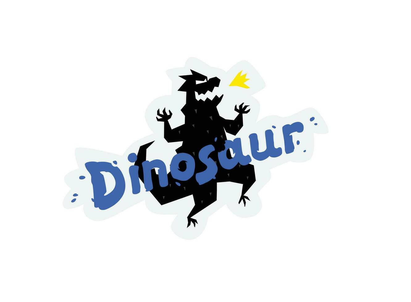Illustration of a cartoon dinosaur. Vector illustration. Logo Dinosaur inscription. Image is isolated on white background. Logo, emblem for the company. Mascot company. Symbol.