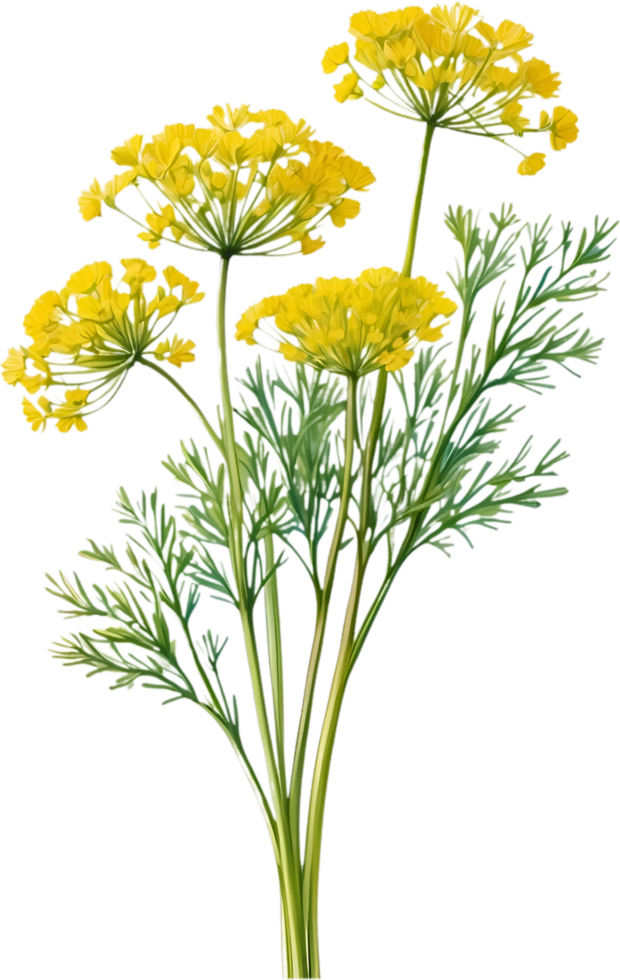 AI generated Watercolor painting of Dill flower. Ai-Generated png