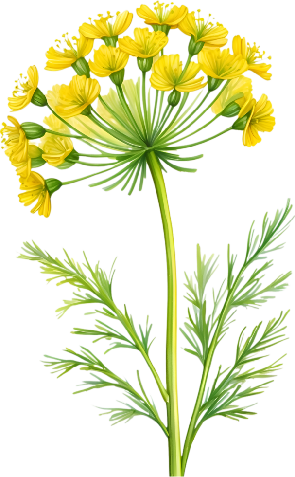 AI generated Watercolor painting of Dill flower. Ai-Generated png
