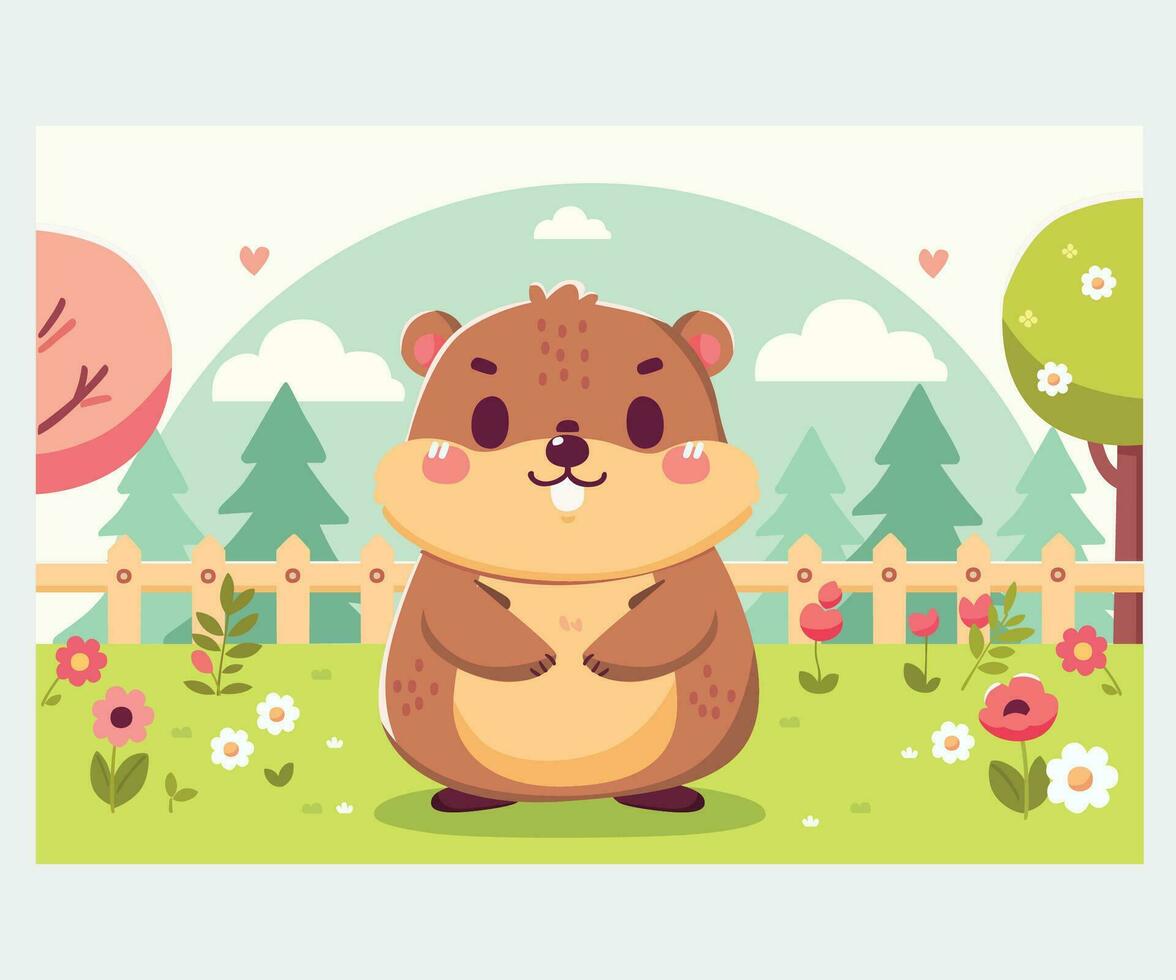 Happy Groundhog Day Greeting Card Illustration vector