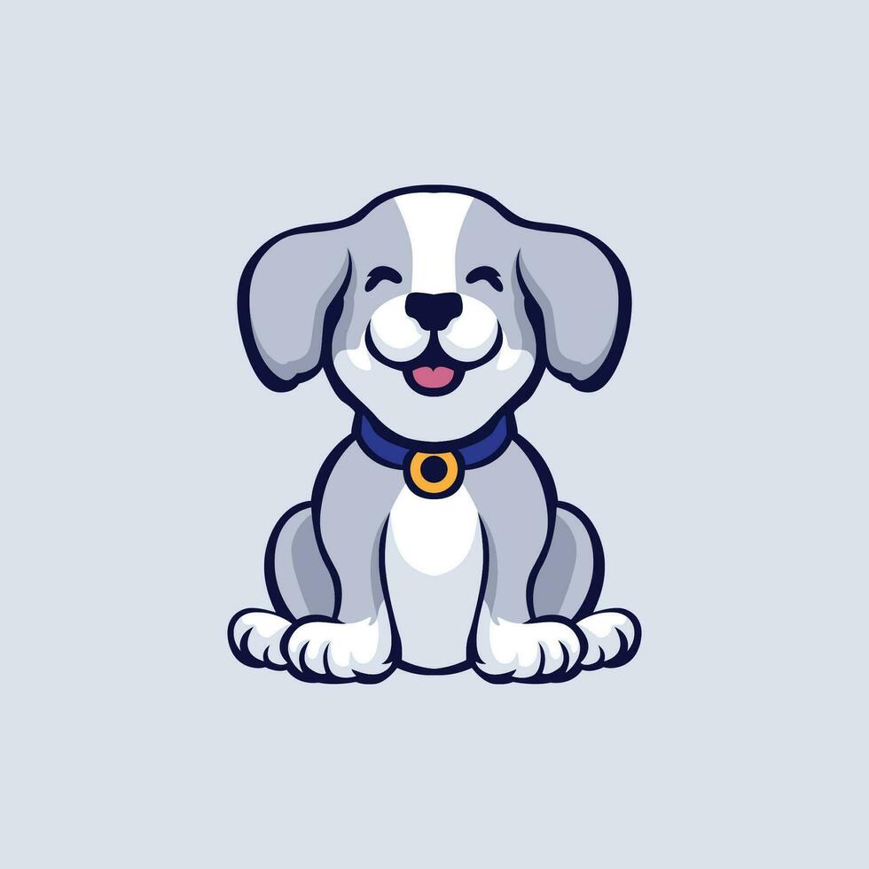Cute Dog smiling with a collar vector illustration