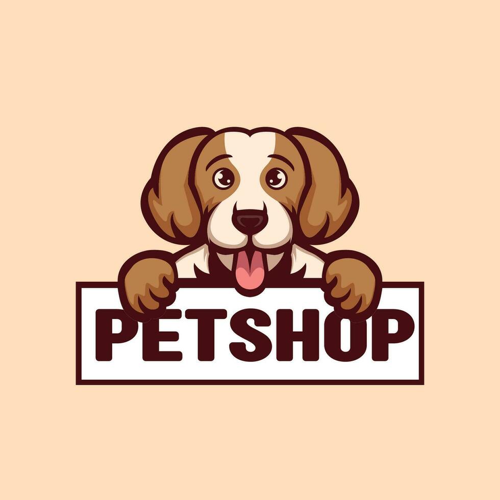 la tienda de animales perro logo mascota ilustración vector