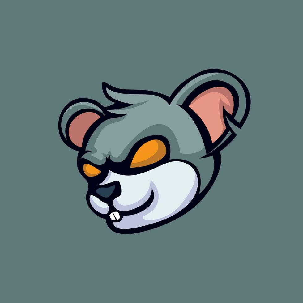 Angry looking mouse or rat mascot logo illustration vector