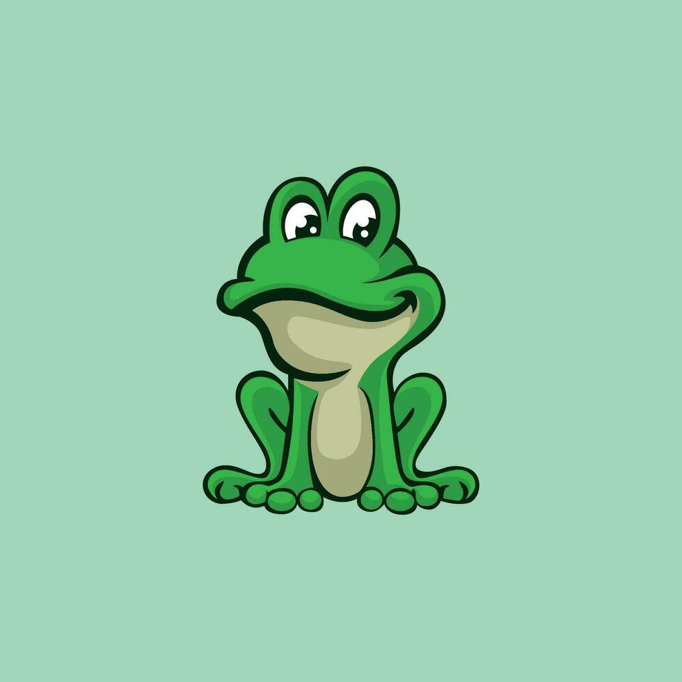 Cute frog with a smiley face vector Illustration