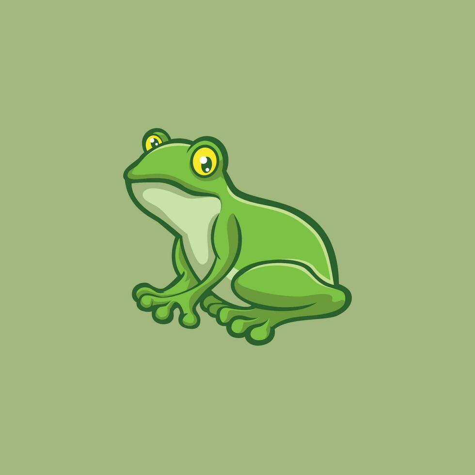 Illustration of green frog vector with side view