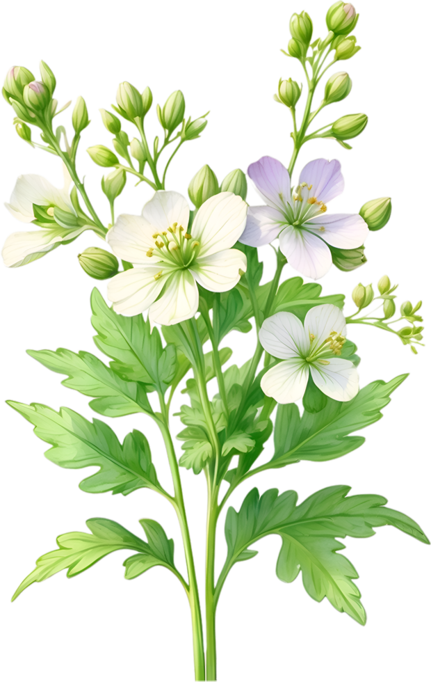 AI generated Watercolor painting of Coriander flowers. Ai-Generated png
