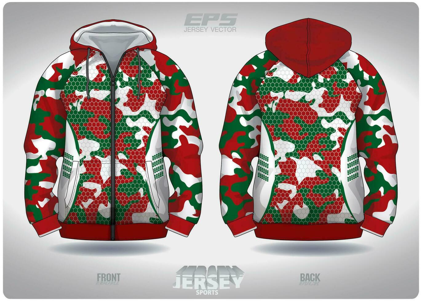 EPS jersey sports shirt vector.red green cristmas camouflage in honeycomb pattern design, illustration, textile background for sports long sleeve hoodie vector