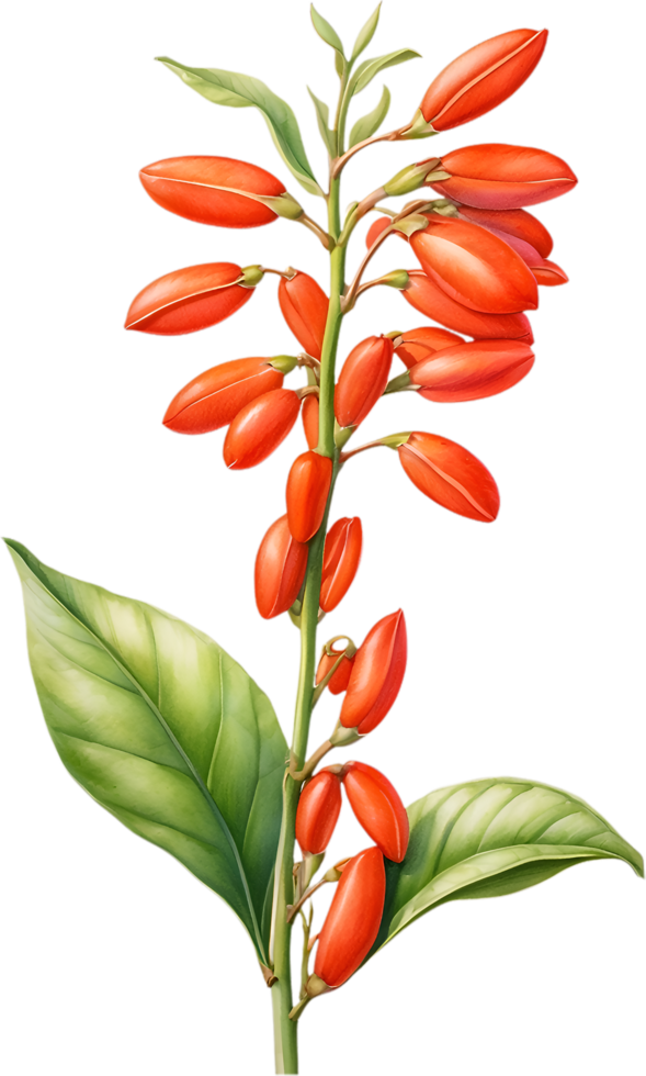 AI generated Watercolor painting of Scarlet Emperor Runner Beans flower. Ai-Generated png