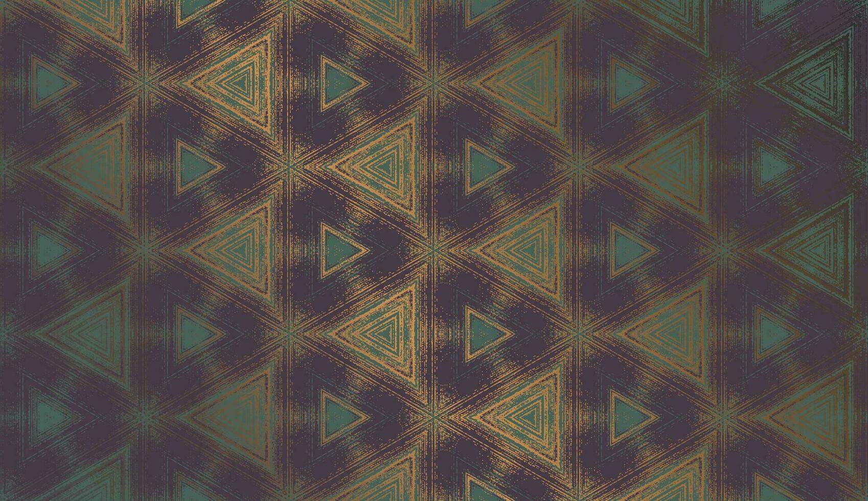 geométrico resumen texturizado caleidoscopio triángulo modelo en melancólico ánimo, adecuado para Víspera de Todos los Santos. ornamento en oscuro púrpura, verde azulado y oro para envase papel, fondo de pantalla fondo, paquete diseño. vector