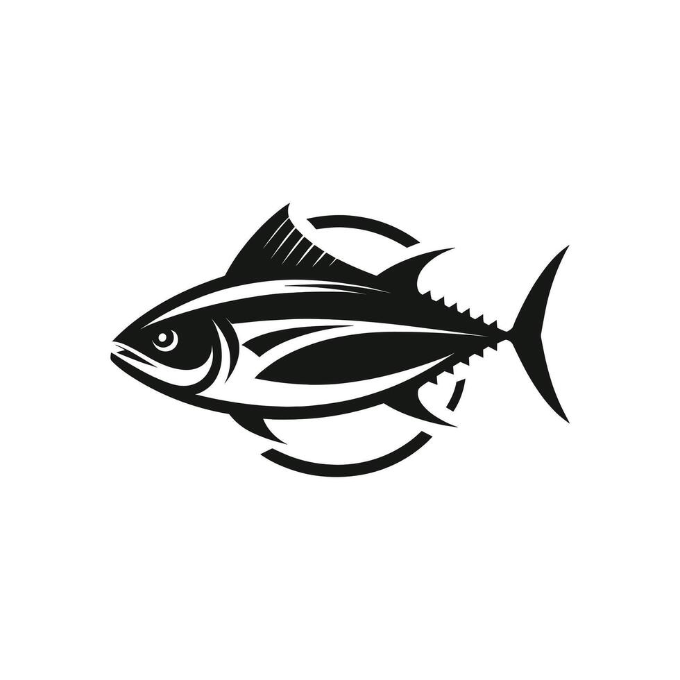Clean and Minimal Vector Illustration of Silhouetted Ocean Tuna Fish Logo