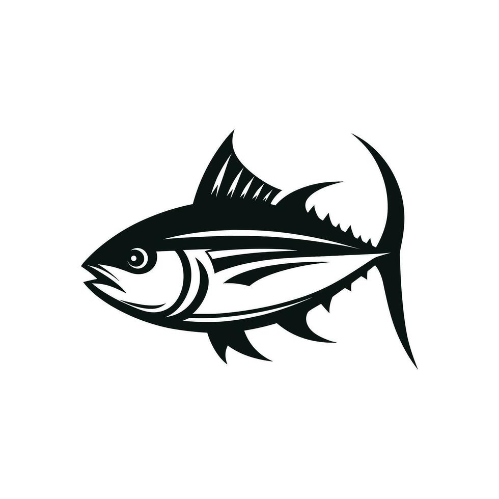 Oceano agua salada atún pescado silueta logo icono vector ilustración