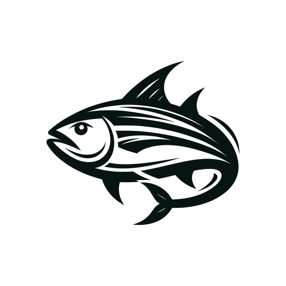 Clean and Minimal Vector Illustration of Silhouetted Ocean Tuna Fish Logo