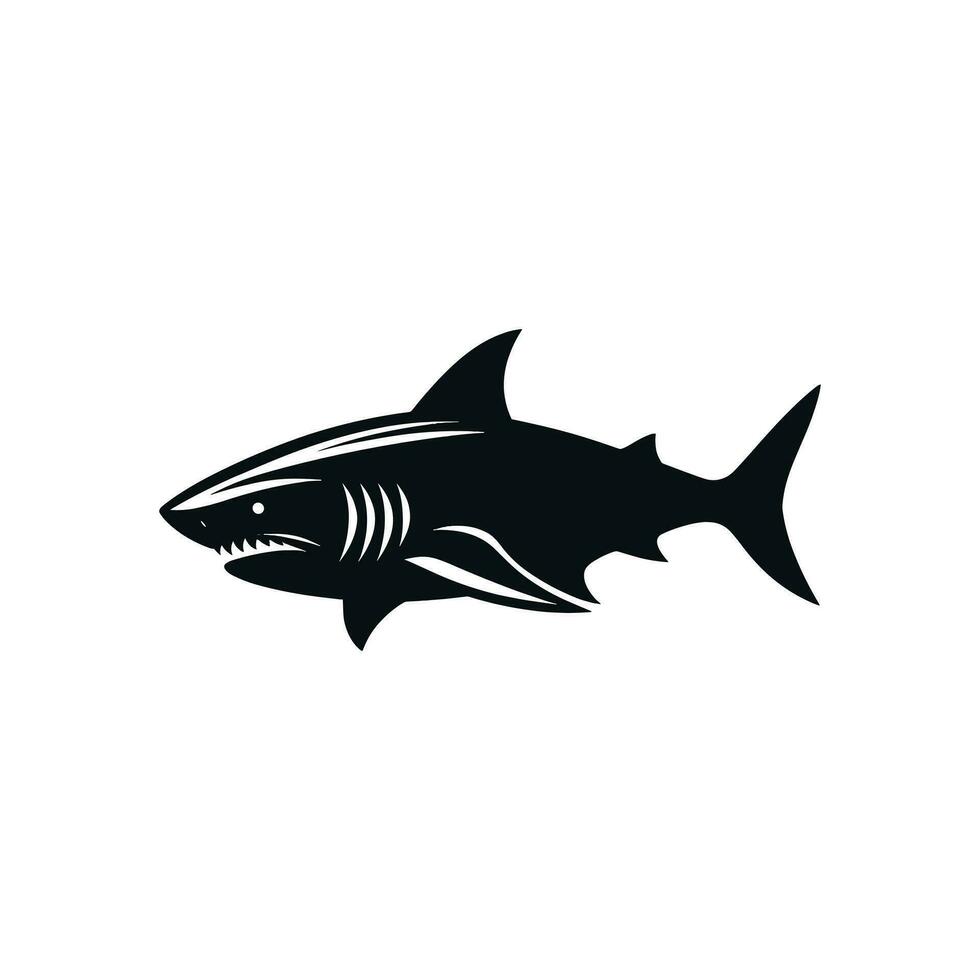 Vector Icon Illustration Cartoon Shark Logo Silhouette Mascot